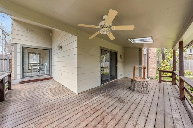 2821 Creek Side Dr, Temple, TX 76502 - deck featuring ceiling fan and fence