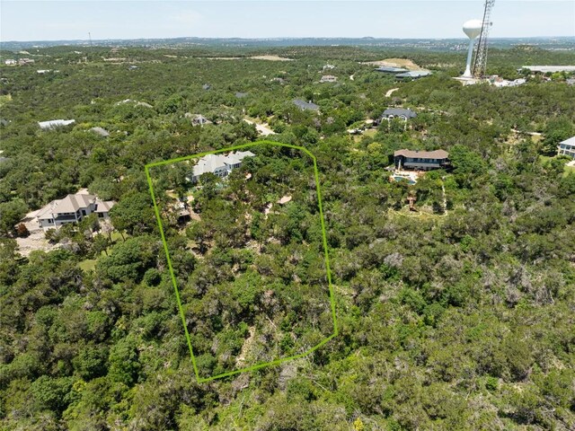 9201 Silver Pine Cv, Austin, TX 78733 - aerial overview of property's location with property parcel outlined