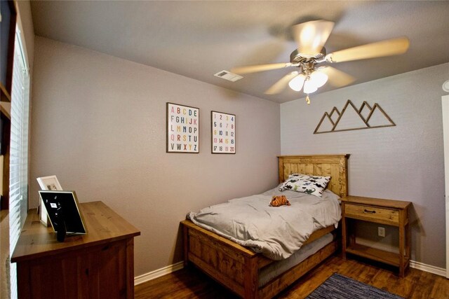 2502 Joseph Dr, Copperas Cove, TX 76522 - bedroom with baseboards, wood finished floors, and a ceiling fan