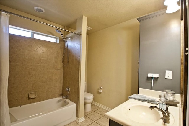2502 Joseph Dr, Copperas Cove, TX 76522 - bathroom with tile patterned flooring, toilet, shower / bath combo with shower curtain, vanity, and baseboards