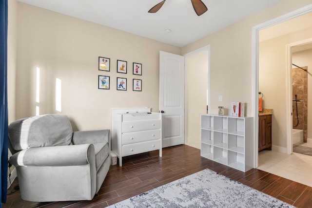 479 Brown Rd, Mcdade, TX 78650 - sitting room with wood tiled floors and a ceiling fan
