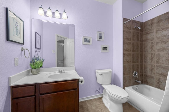2518 Nightshade Dr, Cedar Park, TX 78613 - full bathroom with toilet, vanity, shower / washtub combination, and baseboards