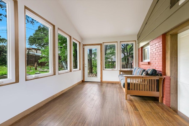 3508 Winfield Cv, Austin, TX 78704 - sunroom / solarium featuring vaulted ceiling and wood finished floors
