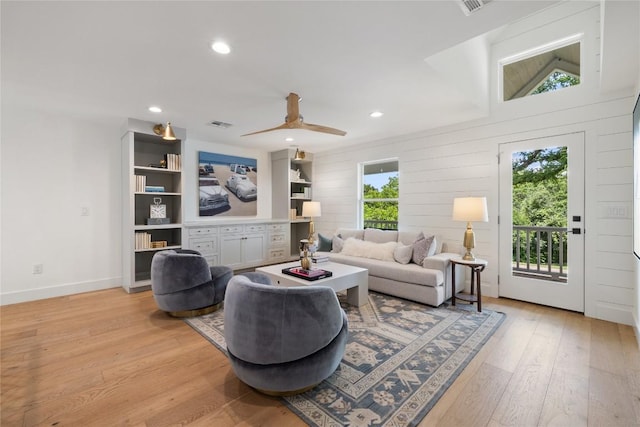 3115 Thousand Oaks Dr, Austin, TX 78746 - living area with light wood finished floors, recessed lighting, a ceiling fan, and baseboards