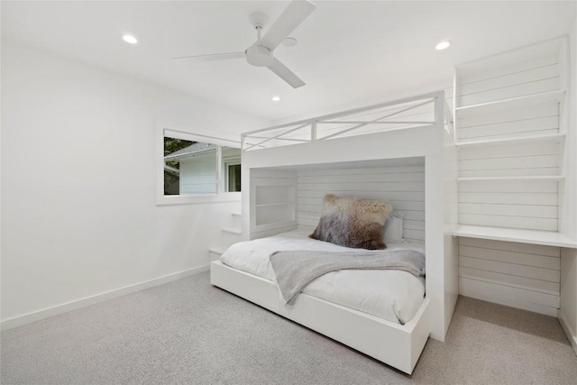 3115 Thousand Oaks Dr, Austin, TX 78746 - carpeted bedroom with baseboards, recessed lighting, and a ceiling fan