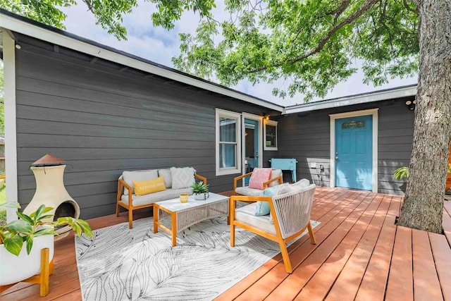 8313 Burrell Dr, Austin, TX 78757 - wooden terrace with an outdoor living space