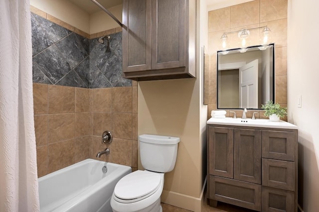 209 Ridge View Dr, Georgetown, TX 78628 - bathroom with shower / bath combo with shower curtain, toilet, baseboards, and vanity