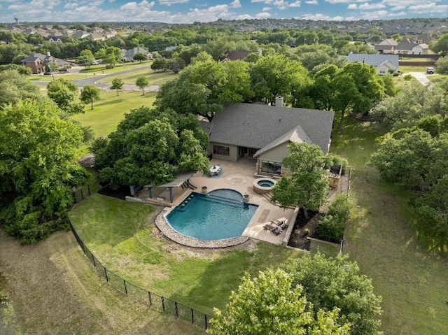 209 Ridge View Dr, Georgetown, TX 78628 - aerial view of residential area with a pool area and a tree filled landscape