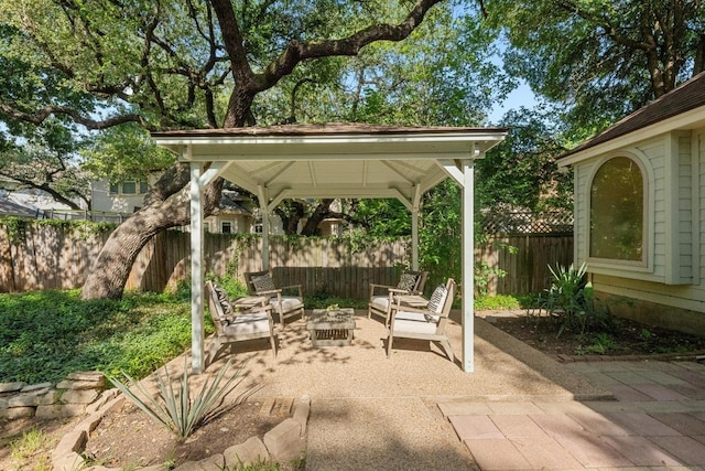 6304 John Chisum Ln, Austin, TX 78749 - view of patio / terrace with a gazebo, fence, and an outdoor hangout area