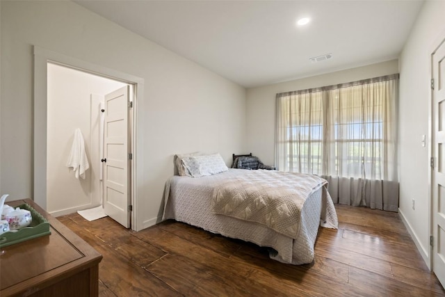 2124 Crabapple Rd, Blanco, TX 78606 - bedroom with dark wood-style floors, baseboards, and recessed lighting