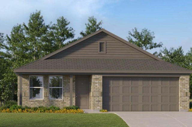 1006 Antelope Trl, Temple, TX 76504 - view of front of home with an attached garage, concrete driveway, a front lawn, and a shingled roof