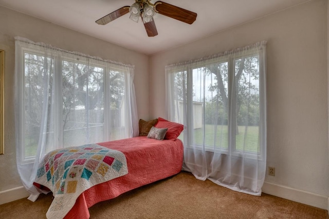 508 Lee St N, Round Rock, TX 78664 - bedroom featuring baseboards, carpet, and ceiling fan