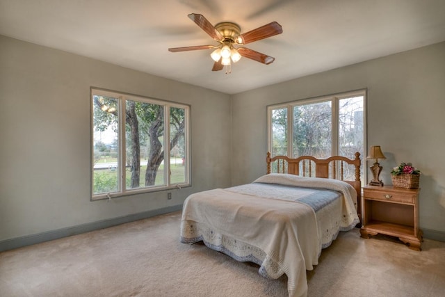 508 Lee St N, Round Rock, TX 78664 - carpeted bedroom with multiple windows, baseboards, and a ceiling fan