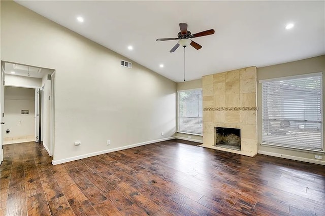 10400 Burmaster Ln Unit A, Austin, TX 78750 - unfurnished living room featuring a ceiling fan, attic access, baseboards, lofted ceiling, and recessed lighting