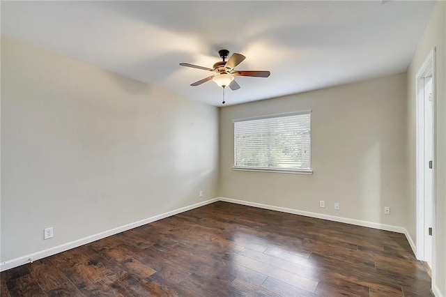 10400 Burmaster Ln Unit A, Austin, TX 78750 - empty room featuring ceiling fan, baseboards, and dark wood-type flooring