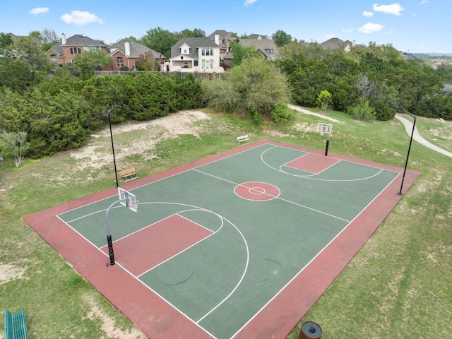 12501 Rush Creek Ln, Austin, TX 78732 - view of basketball court featuring community basketball court, a lawn, and a residential view