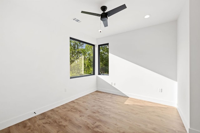 4407 Merle Dr Unit B, Austin, TX 78645 - unfurnished room featuring ceiling fan, baseboards, wood finished floors, and recessed lighting