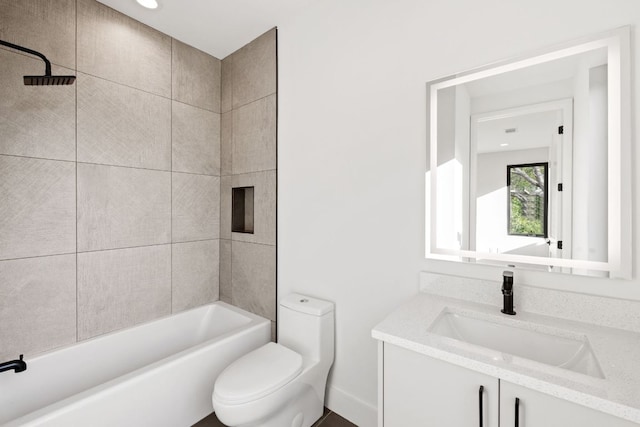 4407 Merle Dr Unit B, Austin, TX 78645 - bathroom featuring vanity, toilet, tub / shower combination, and recessed lighting