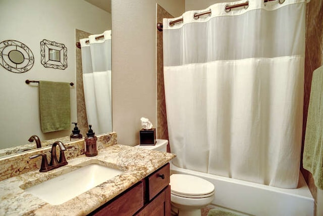 15208 Origins Ln, Austin, TX 78734 - bathroom with shower / bath combo with shower curtain, toilet, and vanity