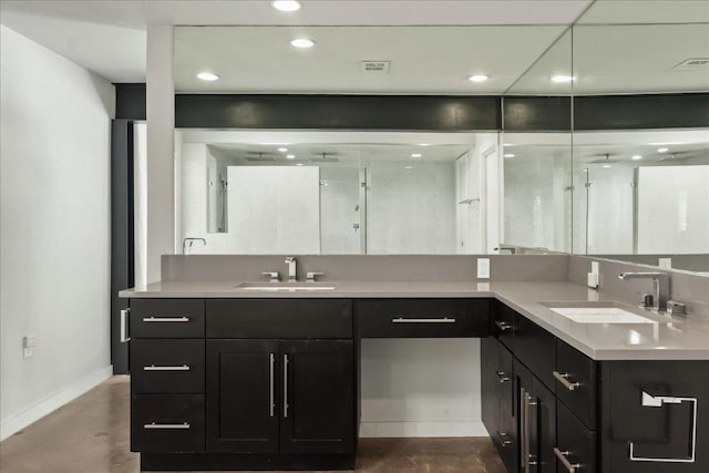 909 Electra, Lakeway, TX 78734 - full bath with baseboards, recessed lighting, a stall shower, and vanity