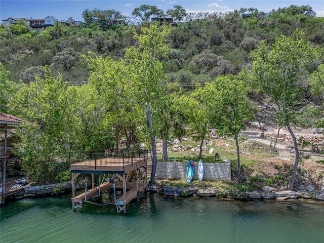 dock area featuring a water view