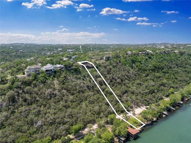 3005 Brass Buttons Trl, Austin, TX 78734 - drone / aerial view of a heavily wooded area and a large body of water