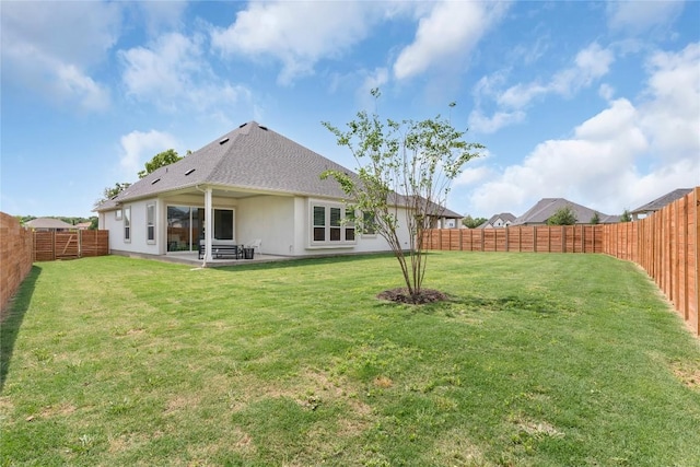 232 San Xavier St, Georgetown, TX 78633 - back of house featuring a shingled roof, a patio area, and stucco siding