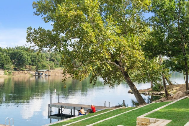 14406 Tucumcari Trl, Austin, TX 78734 - dock area featuring a water view and a lawn