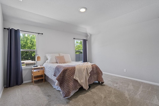 bedroom with multiple windows, baseboards, and carpet