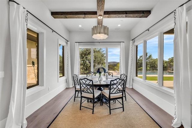 11705 Shoreview Overlook, Austin, TX 78732 - sunroom / solarium with beam ceiling and a chandelier