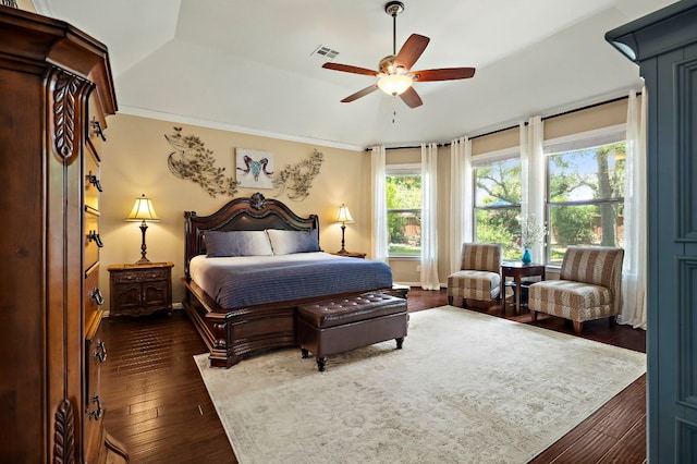 1720 Foxboro Ln, Cedar Park, TX 78613 - bedroom featuring dark wood finished floors, baseboards, and a ceiling fan