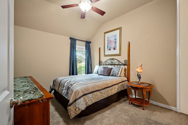 1720 Foxboro Ln, Cedar Park, TX 78613 - carpeted bedroom with lofted ceiling, a ceiling fan, and baseboards