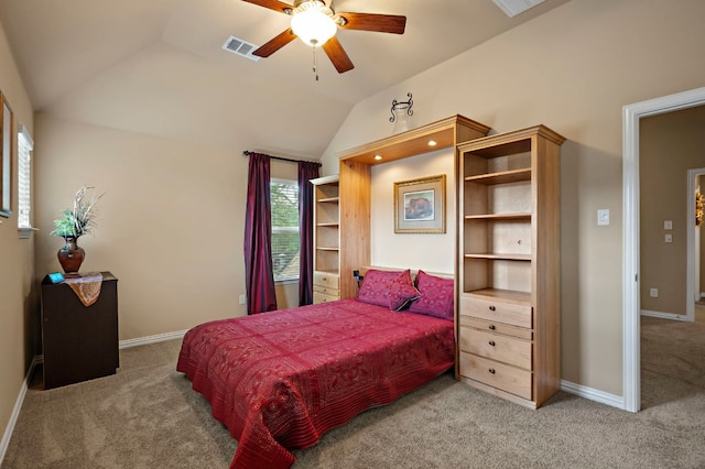1720 Foxboro Ln, Cedar Park, TX 78613 - bedroom with carpet flooring, lofted ceiling, baseboards, and ceiling fan