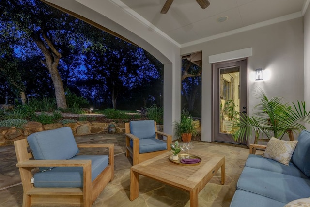 13708 Montview Dr, Austin, TX 78732 - view of patio / terrace with ceiling fan and an outdoor hangout area