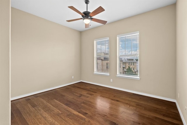 1044 Highknoll Ln, Georgetown, TX 78628 - unfurnished room with baseboards, dark wood-style floors, and ceiling fan