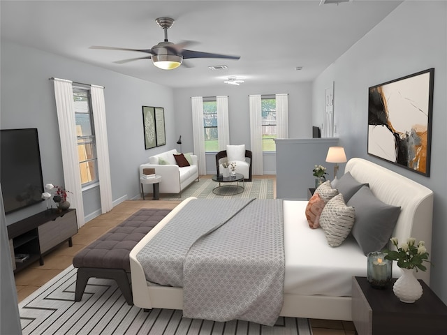 1801 Rock Creek Dr, Round Rock, TX 78681 - bedroom with tile patterned flooring and ceiling fan