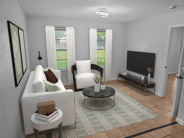 1801 Rock Creek Dr, Round Rock, TX 78681 - tiled living room with plenty of natural light and baseboards