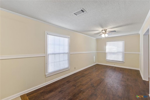 1518 S 37th St, Temple, TX 76504 - empty room with wood finished floors, ceiling fan, crown molding, a textured ceiling, and baseboards
