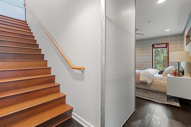 5804 Kaelan Cv, Austin, TX 78730 - stairway featuring recessed lighting and hardwood / wood-style flooring