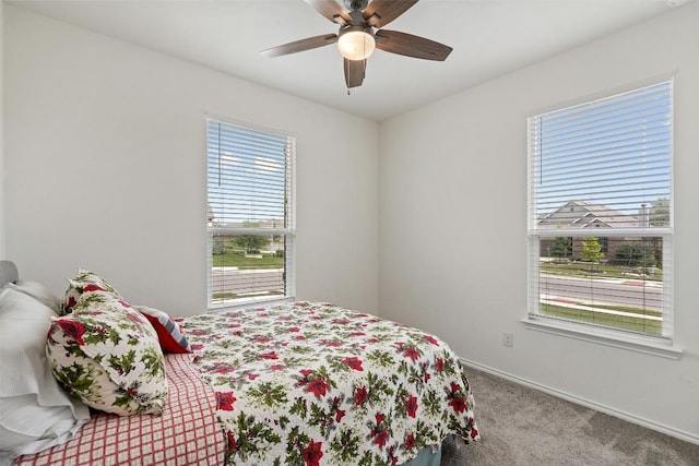 270 Johnny Cake Dr, Kyle, TX 78640 - bedroom with carpet, baseboards, and a ceiling fan