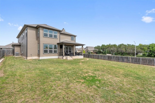 270 Johnny Cake Dr, Kyle, TX 78640 - rear view of property featuring a chimney, cooling unit, and a sunroom