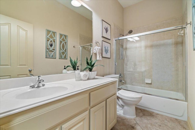 209 Steamboat Xing, Dripping Springs, TX 78620 - full bathroom with vanity, toilet, tile patterned floors, and bath / shower combo with glass door