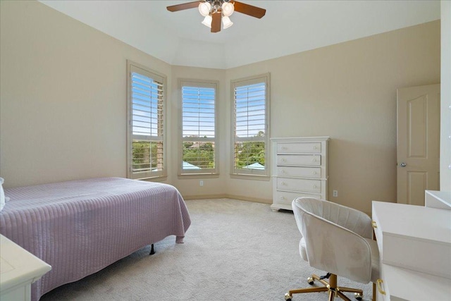 209 Steamboat Xing, Dripping Springs, TX 78620 - carpeted bedroom featuring a ceiling fan, a desk, and baseboards