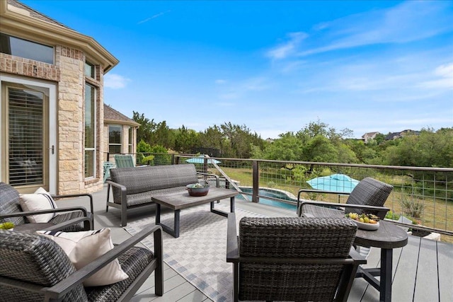 209 Steamboat Xing, Dripping Springs, TX 78620 - wooden terrace featuring outdoor lounge area