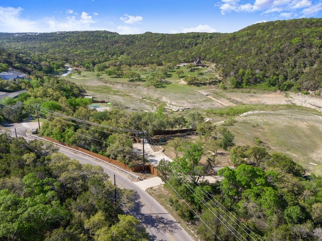 13451 Bullick Hollow Rd, Austin, TX 78726 - drone / aerial view of a heavily wooded area and a mountain backdrop