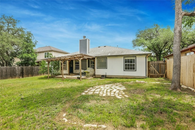1603 Country Squire Dr, Cedar Park, TX 78613 - back of house featuring a chimney, a pergola, and a patio area