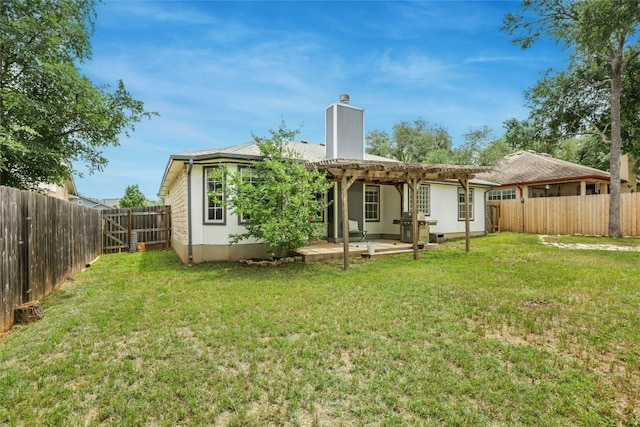 1603 Country Squire Dr, Cedar Park, TX 78613 - back of property with a chimney, a pergola, and a patio area