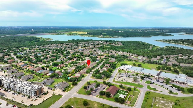 227 Woodlake Dr, Georgetown, TX 78633 - aerial view of property's location with a nearby body of water