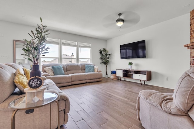 282 Crimson Ln, Kyle, TX 78640 - living area with wood finished floors and a ceiling fan