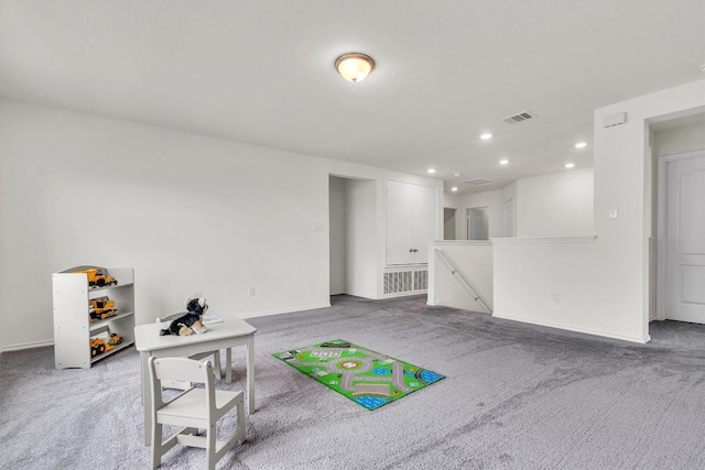 282 Crimson Ln, Kyle, TX 78640 - rec room featuring carpet flooring, recessed lighting, and baseboards